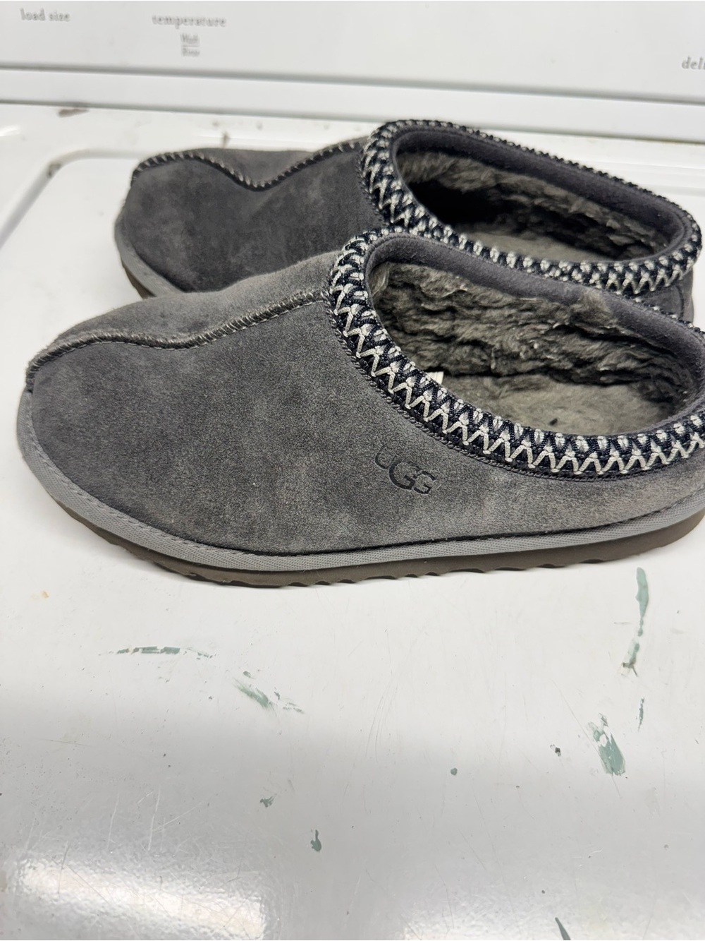 UGG Gray Suede Shearling Slip-On Slippers size 4